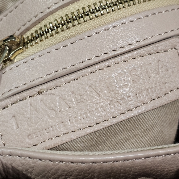 I MALATESTA Blush Nude Triple Compartment Leather Satchel Purse - Picture 12 of 12